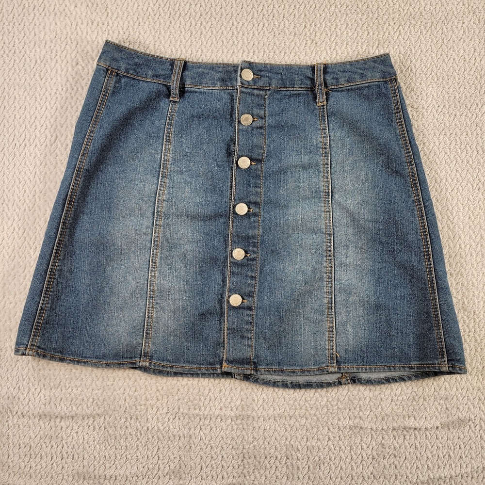 MOSSIMO Supply Co button front blue jean mini skirt size 12